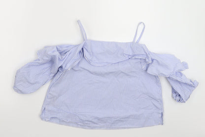 Topshop Womens Blue Striped  Basic T-Shirt Size 8