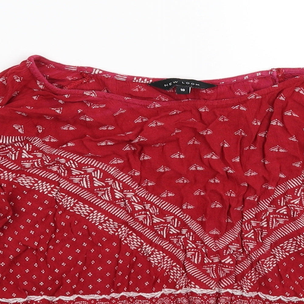Womens UK Size 10 New Look Red Basic T-Shirt