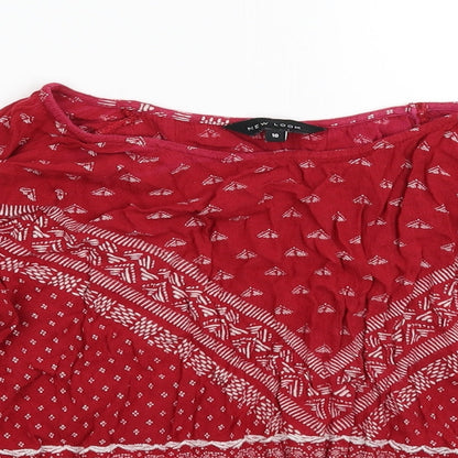 Womens UK Size 10 New Look Red Basic T-Shirt