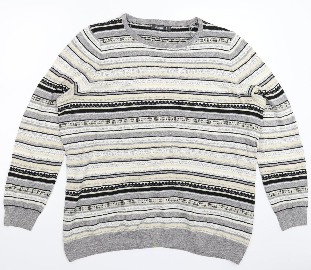 Bonmarché Womens Multicoloured Geometric Knit Pullover Jumper Size L