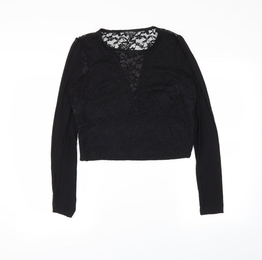 Miss Selfridge Womens Black   Cropped Blouse Size 16