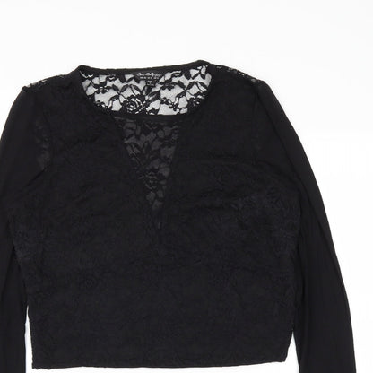 Miss Selfridge Womens Black   Cropped Blouse Size 16