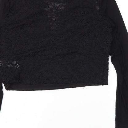 Miss Selfridge Womens Black   Cropped Blouse Size 16