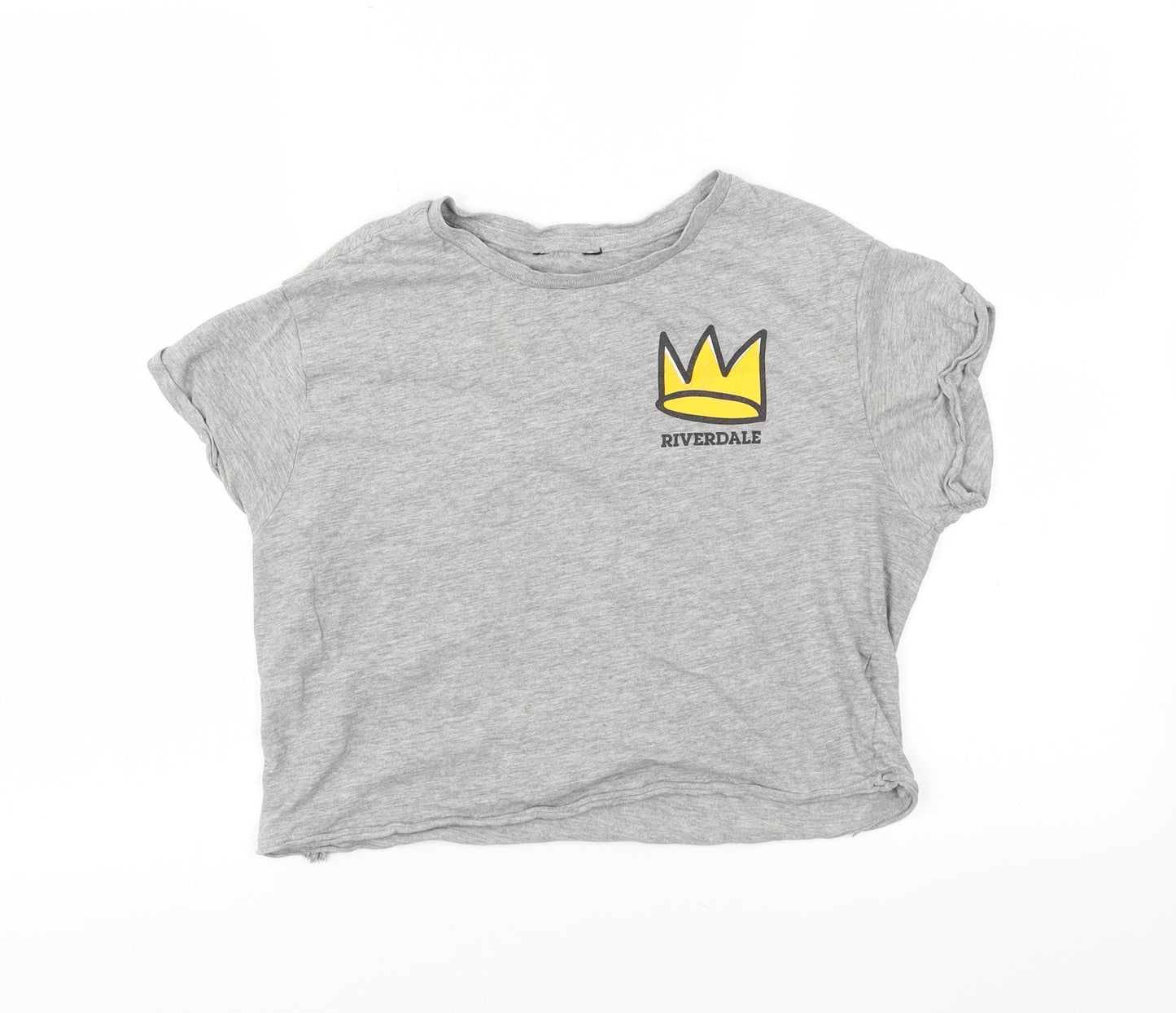 915 Girls Grey   Cropped T-Shirt Size 14-15 Years