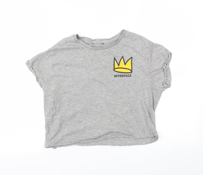 915 Girls Grey   Cropped T-Shirt Size 14-15 Years