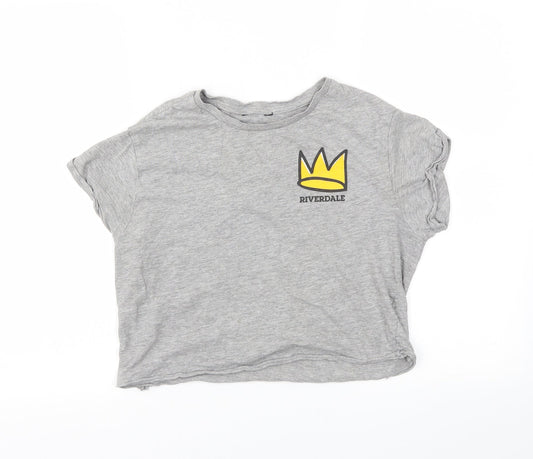 915 Girls Grey   Cropped T-Shirt Size 14-15 Years