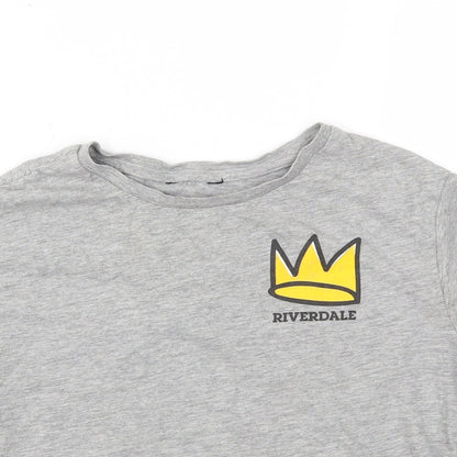 915 Girls Grey   Cropped T-Shirt Size 14-15 Years