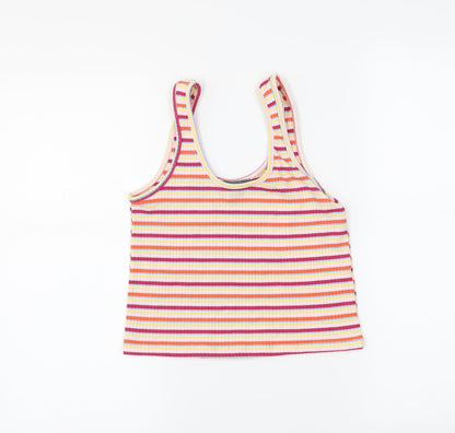 Primark Womens Pink Striped  Cropped Tank Size 14