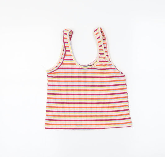 Primark Womens Pink Striped  Cropped Tank Size 14