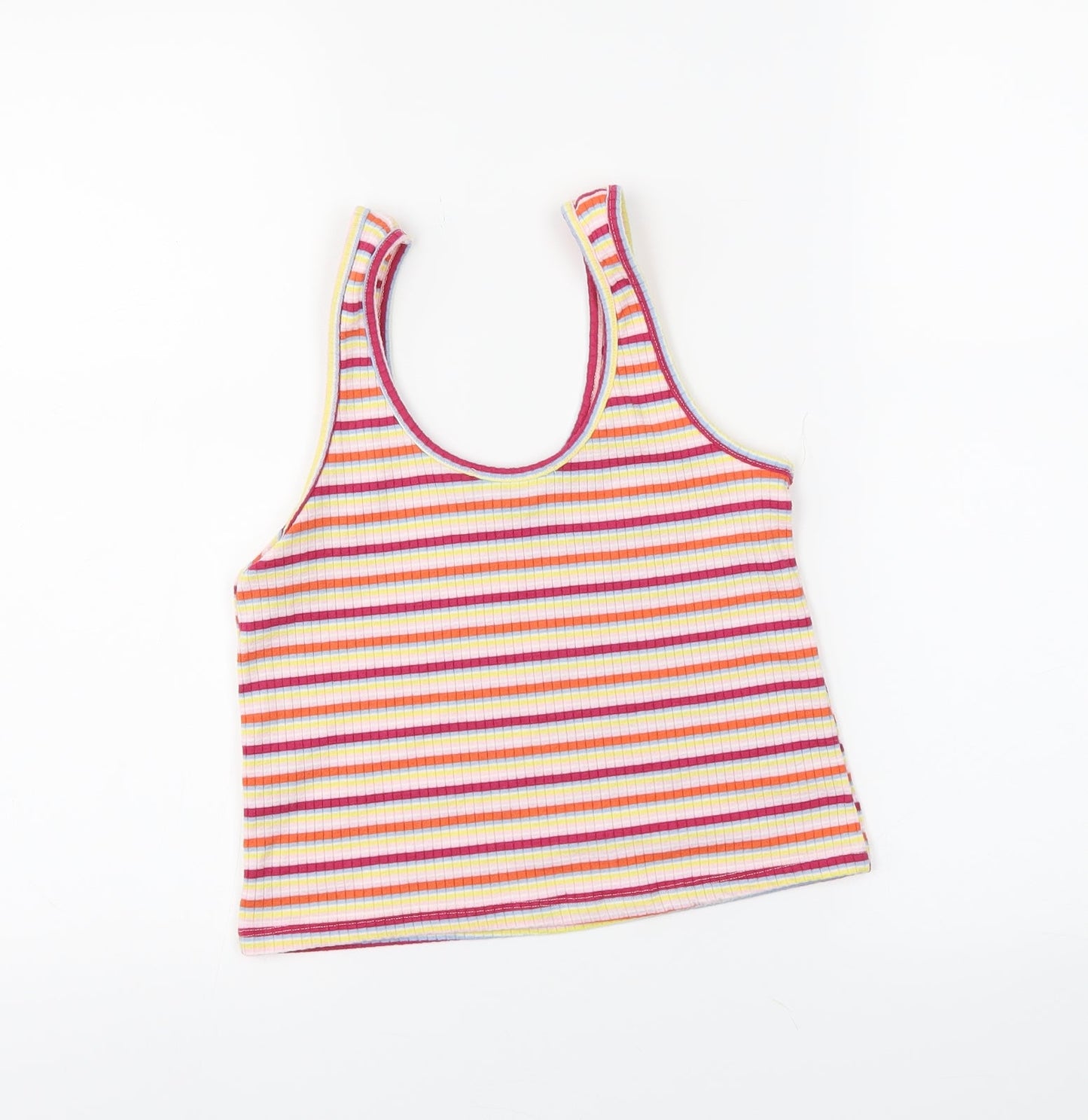 Primark Womens Pink Striped  Cropped Tank Size 14