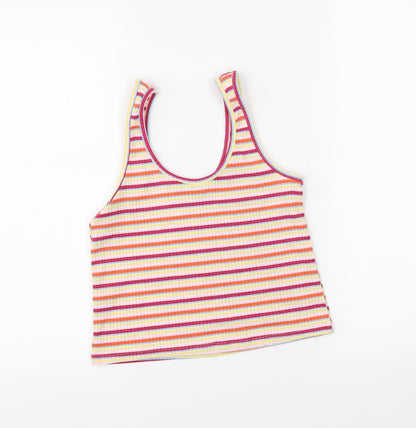 Primark Womens Pink Striped  Cropped Tank Size 14