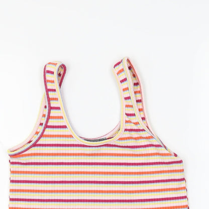 Primark Womens Pink Striped  Cropped Tank Size 14