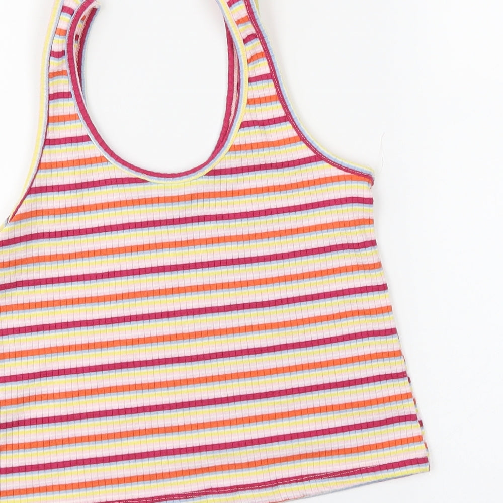 Primark Womens Pink Striped  Cropped Tank Size 14