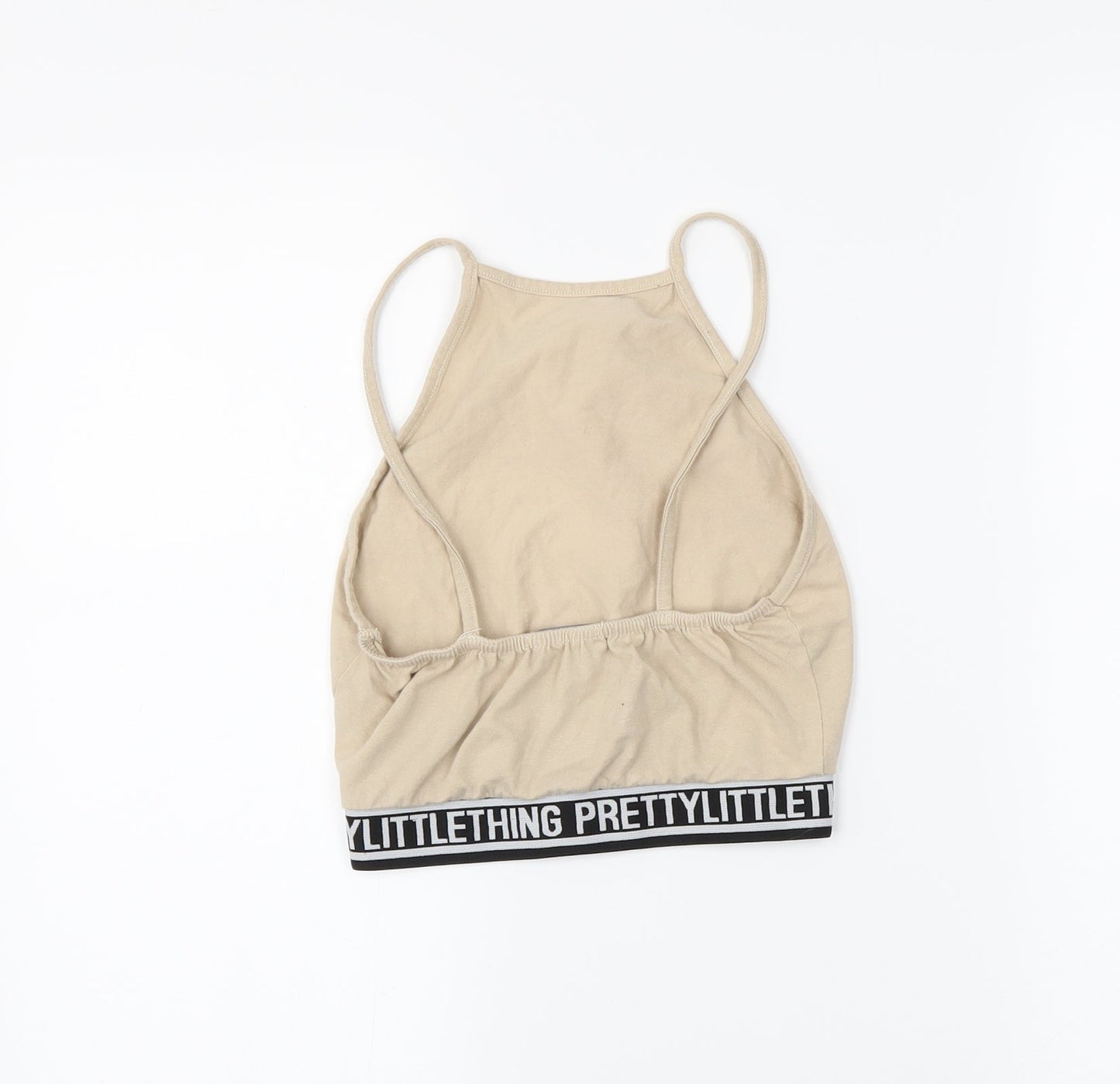 Womens UK Size 6 PRETTYLITTLETHING Beige Cropped T-Shirt