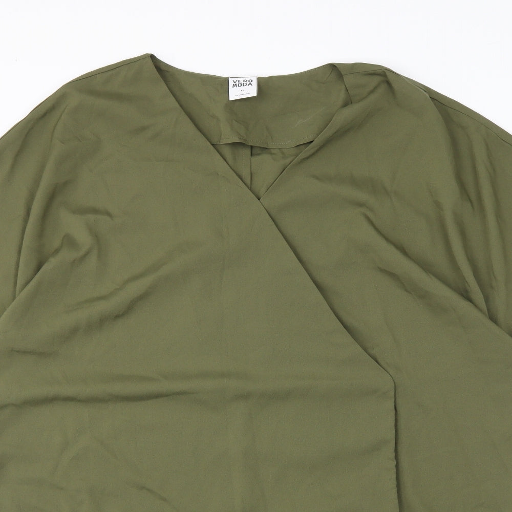 Womens UK Size XL VERO MODA Green Wrap Button-Up