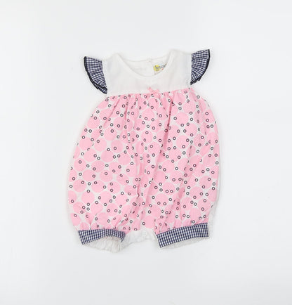 Hullabaloo Girls Pink Polka Dot  Romper One-Piece Size 0-3 Months