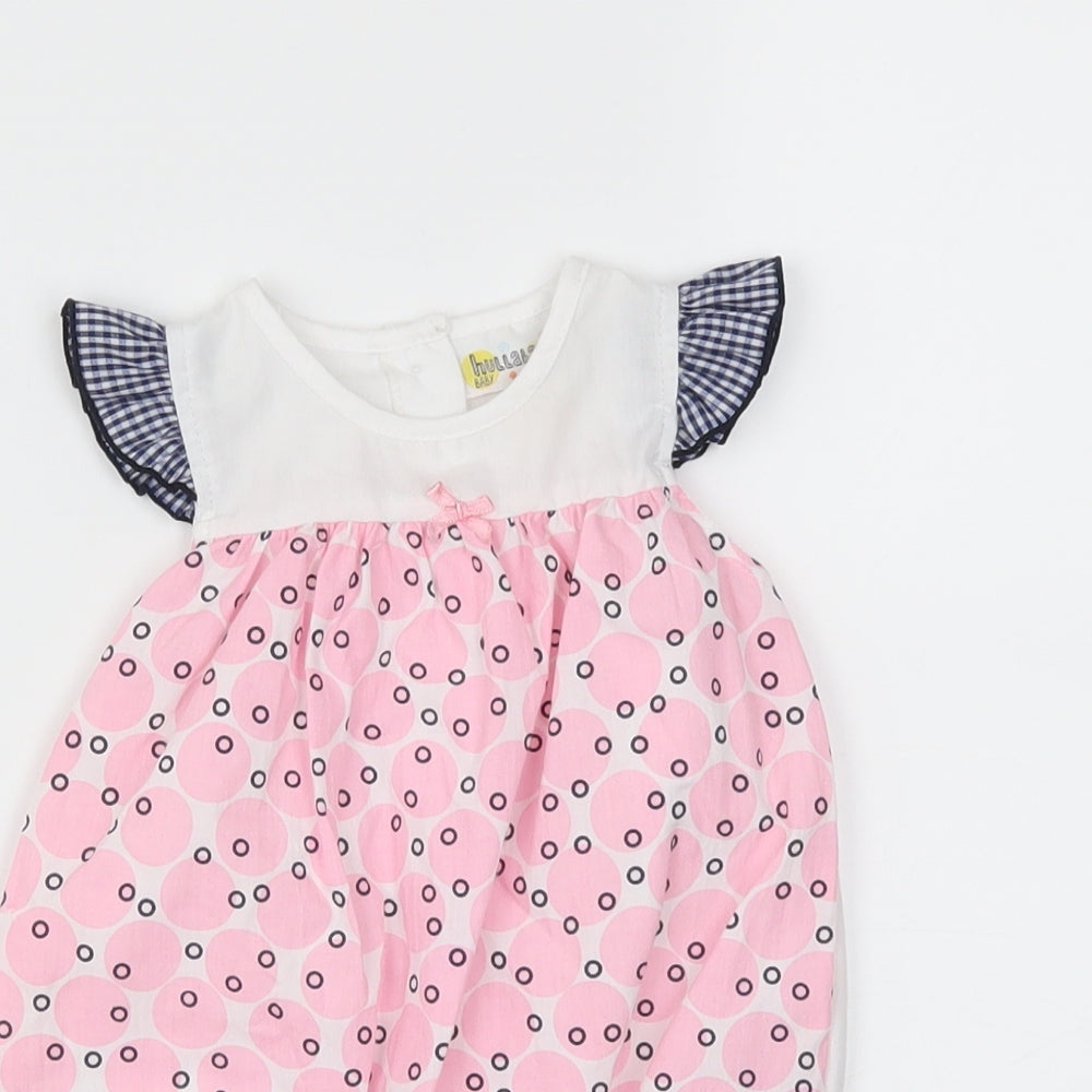 Hullabaloo Girls Pink Polka Dot  Romper One-Piece Size 0-3 Months