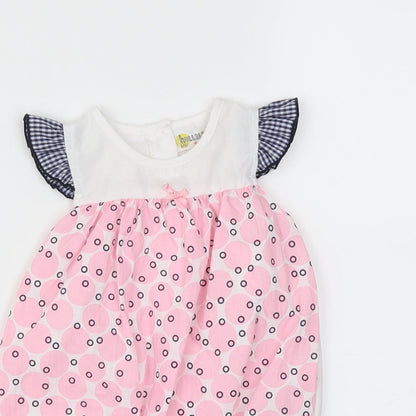 Hullabaloo Girls Pink Polka Dot  Romper One-Piece Size 0-3 Months