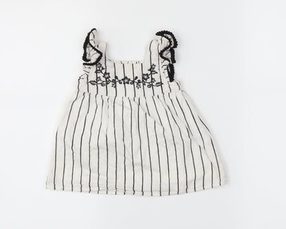 Primark Girls White Striped  Trapeze & Swing  Size 0-3 Months