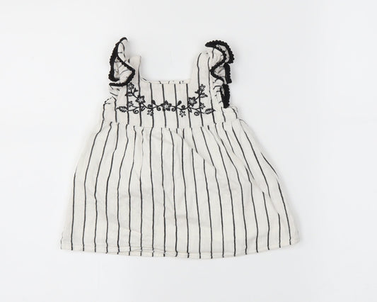 Primark Girls White Striped  Trapeze & Swing  Size 0-3 Months
