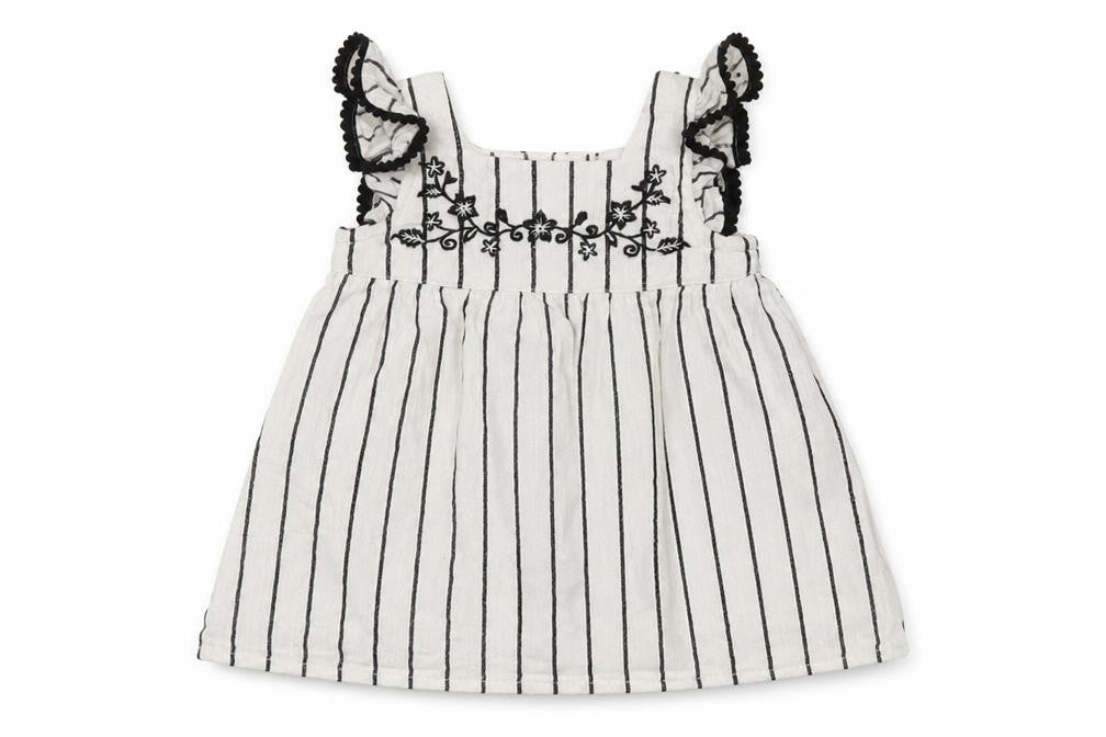 Front view of Primark girls’ white striped trapeze & swing, size 0-3, months