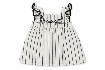 Front view of Primark girls’ white striped trapeze & swing, size 0-3, months