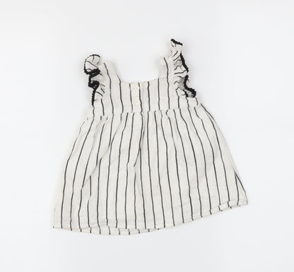 Primark Girls White Striped  Trapeze & Swing  Size 0-3 Months
