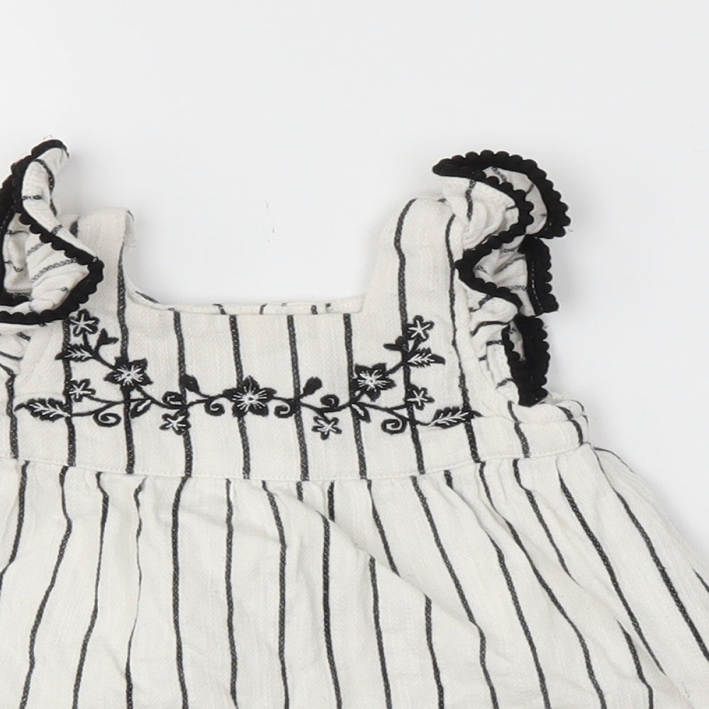 Primark Girls White Striped  Trapeze & Swing  Size 0-3 Months