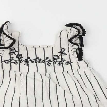 Primark Girls White Striped  Trapeze & Swing  Size 0-3 Months