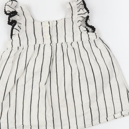Primark Girls White Striped  Trapeze & Swing  Size 0-3 Months