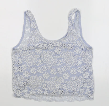 Womens UK Size 8 Topshop Blue Cropped Tank