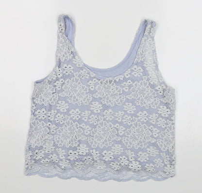 Womens UK Size 8 Topshop Blue Cropped Tank