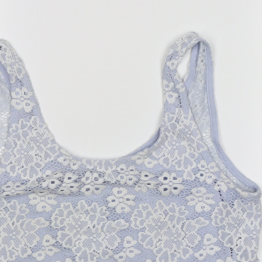 Womens UK Size 8 Topshop Blue Cropped Tank