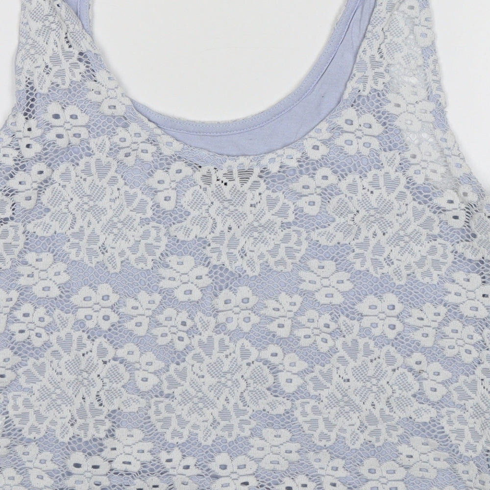 Womens UK Size 8 Topshop Blue Cropped Tank