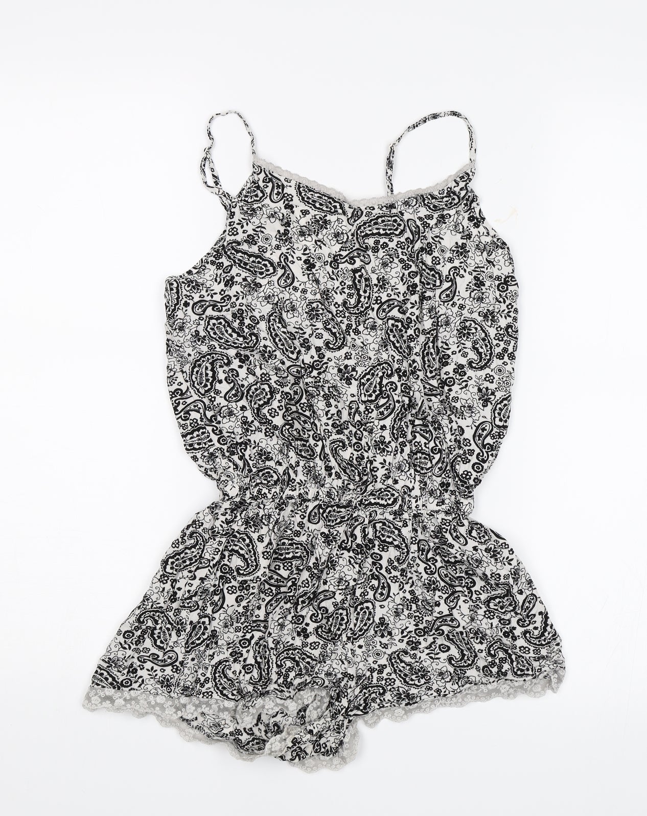 Love to Lounge Womens Black Paisley  Romper One-Piece Size 10