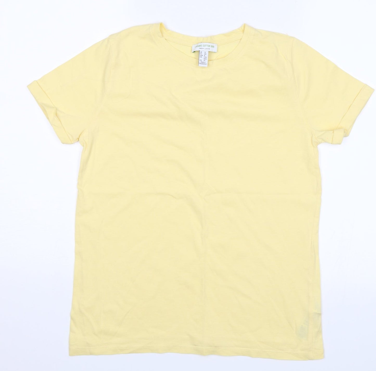 Womens UK Size 12 New Look Yellow Basic T-Shirt