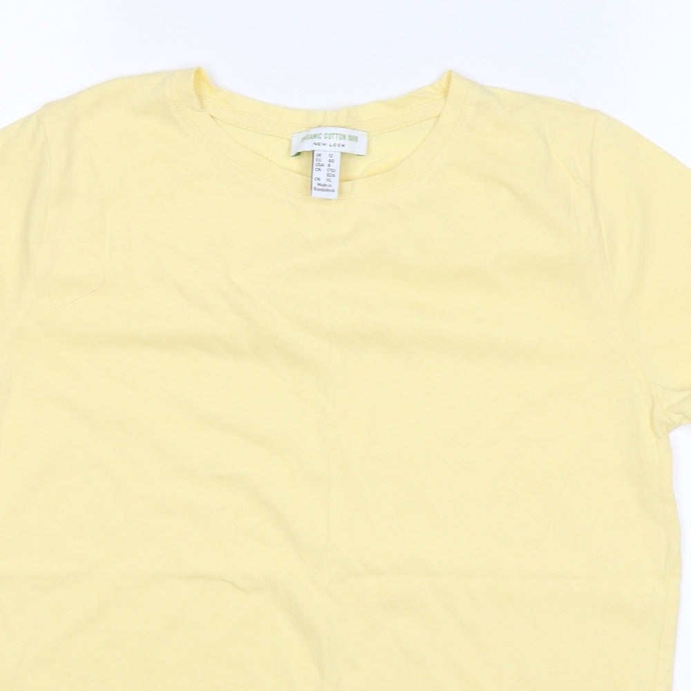Womens UK Size 12 New Look Yellow Basic T-Shirt
