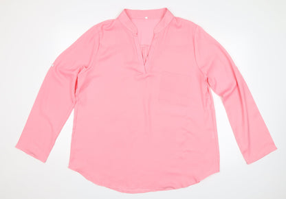 Womens UK Size 4XL Preworn Pink Basic Blouse