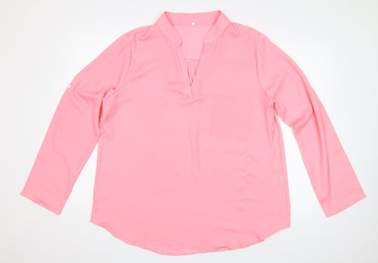 Womens UK Size 4XL Preworn Pink Basic Blouse