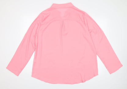 Womens UK Size 4XL Preworn Pink Basic Blouse