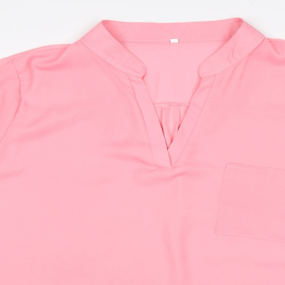 Womens UK Size 4XL Preworn Pink Basic Blouse