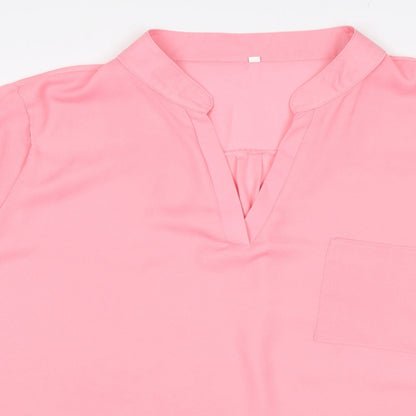 Womens UK Size 4XL Preworn Pink Basic Blouse