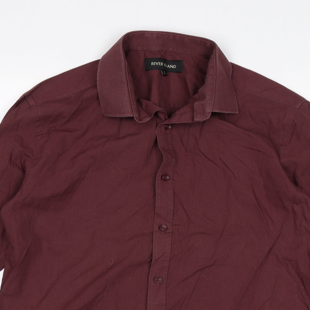 Womens UK Size M River Island Purple Basic Button-Up