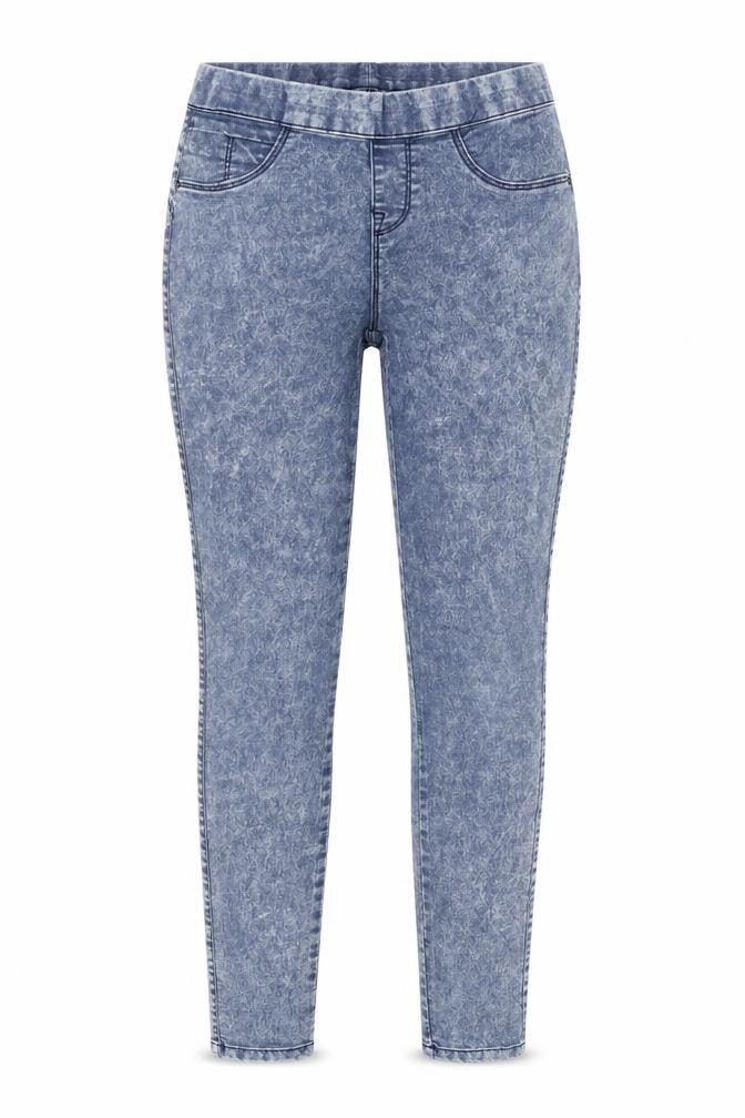Front view of Denim & Co. women’s blue denim jegging jeans, size UK 4, 27-inch leg
