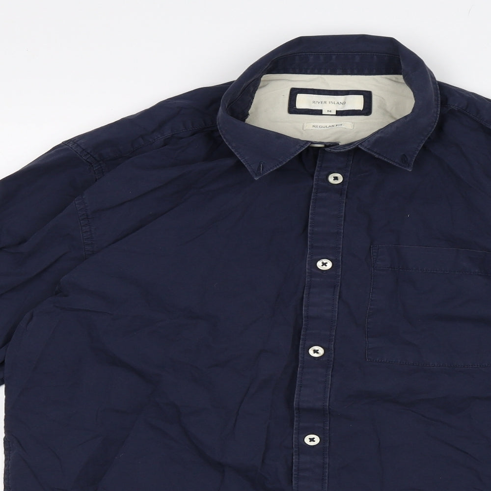 River Island Mens Blue    Button-Up Size M