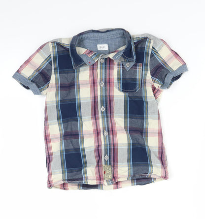 F&F Boys Beige Plaid  Basic Button-Up Size 5-6 Years