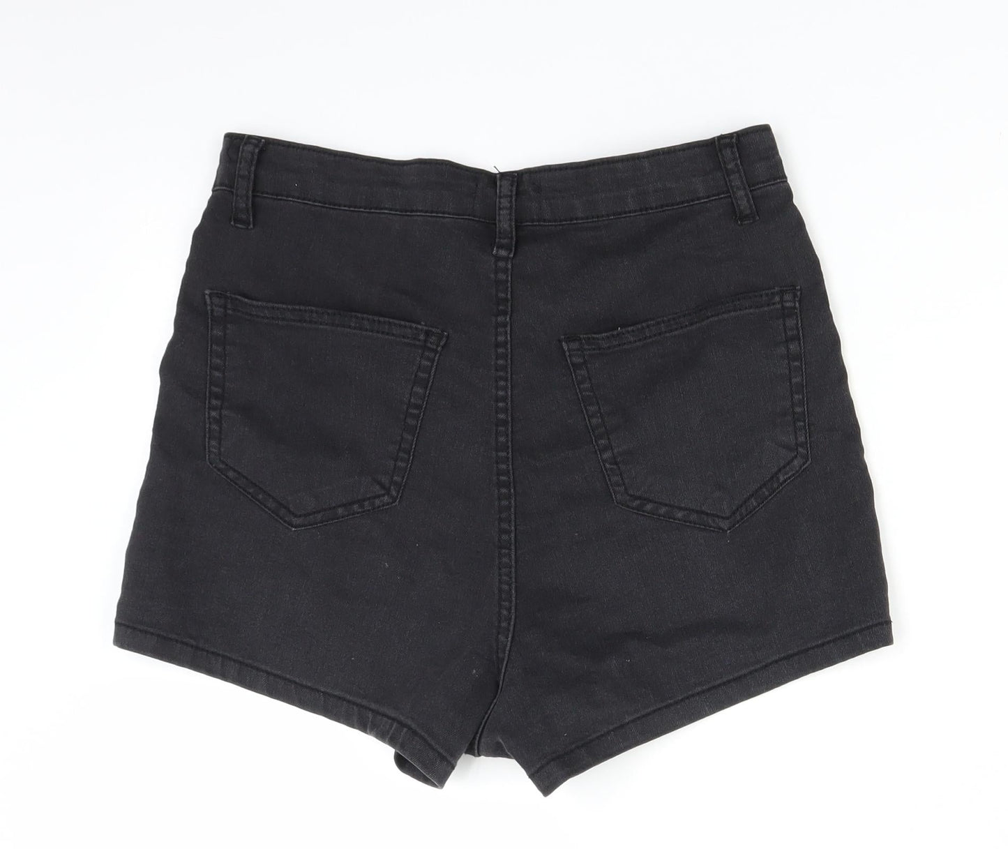PRETTYLITTLETHING Womens Black  Denim Hot Pants Shorts Size 8