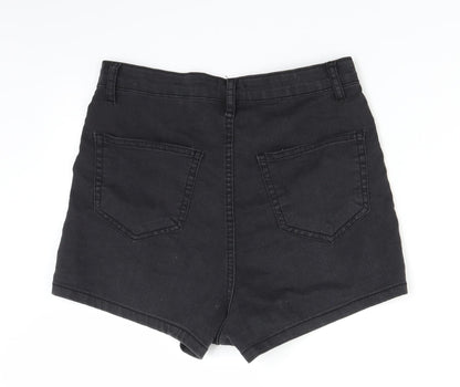 PRETTYLITTLETHING Womens Black  Denim Hot Pants Shorts Size 8
