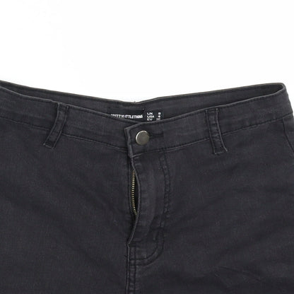 PRETTYLITTLETHING Womens Black  Denim Hot Pants Shorts Size 8