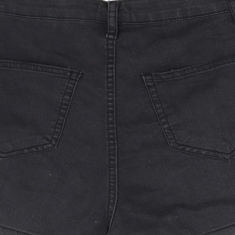 PRETTYLITTLETHING Womens Black  Denim Hot Pants Shorts Size 8